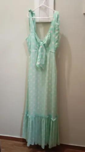 Vestido longo com bolinhas - Feminino