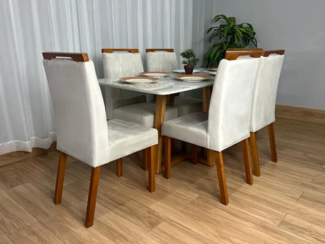 Mesa de Jantar Bali 1.60×0.80 Com 6 Cadeiras l7