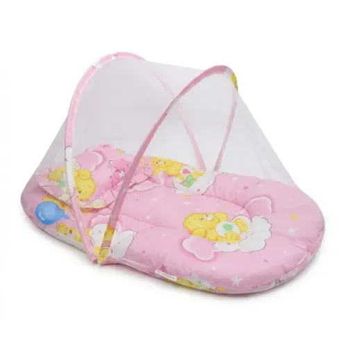 berço tenda cercadinho portátil mosquiteiro com zíper rosa baby happy ns-4645