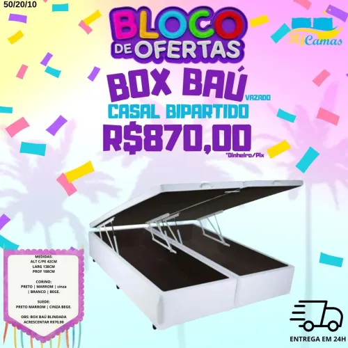 Base box casal baú Bipartida(Pague na entrega)