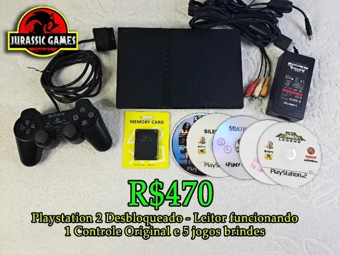 Console Playtstation 2 Slim Funcionando tudo. Controle Original. Memory Card e jogos. PS2