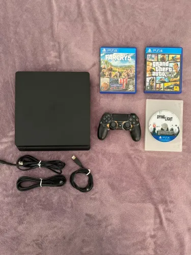 PS4 SLIM 1TB + 2 CONTROLES + JOGOS