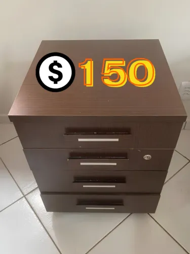 Gaveteiro MDF Marrom Moderno 4 Gavetas