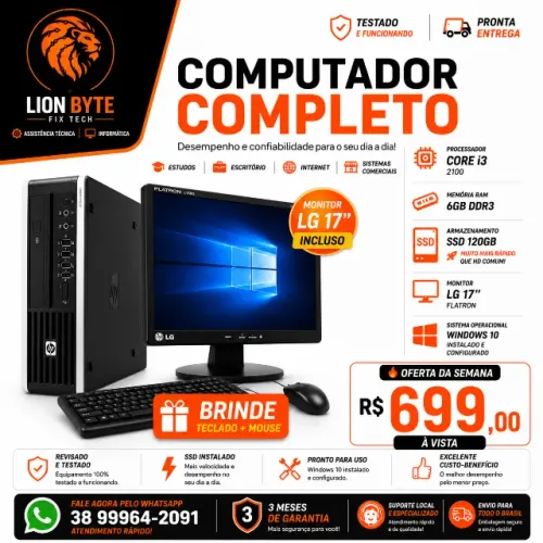 COMPUTADOR COMPLETO + MONITOR LG 17" | SSD 120GB | PRONTO PARA USO
