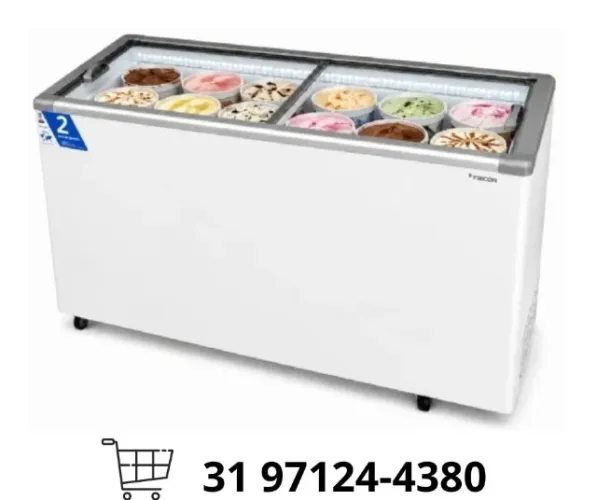 Freezer Horizontal Tampa De Vidro 411L Fricon