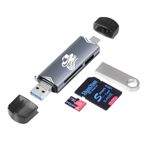 Leitor De Cartão 6 Em 1 Sd Usb 3.0 Otg Pc Celular Tipo C/v8