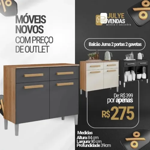 Balcão Juma 2 portas e 2 gavetas (Pague na entrega)