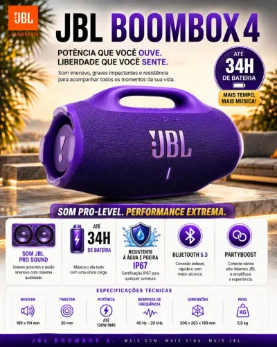 JBL Boombox 4. Só venda. Zero na caixa.
