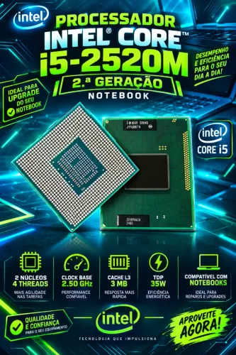 Processador INTEL Core i5 2520M 2 Geração Notebook 2 Núcleos 4 Threads