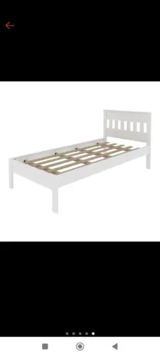 Cama de Solteiro Branca em MDF - Estrado de Madeira - Sem Colchão