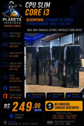 CPU Slim core i3 550 com 8gb de ram + HD 500gb ( com garantia )