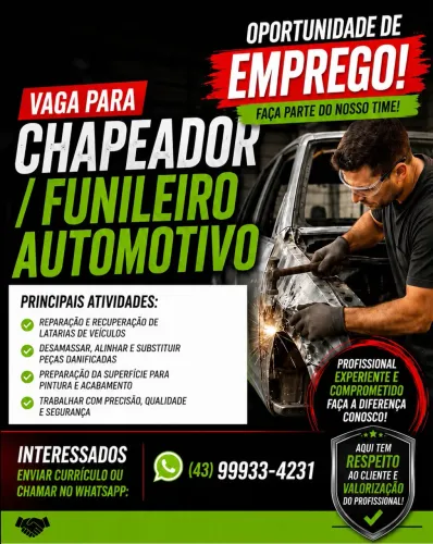 Vaga de funileiro/chapeados