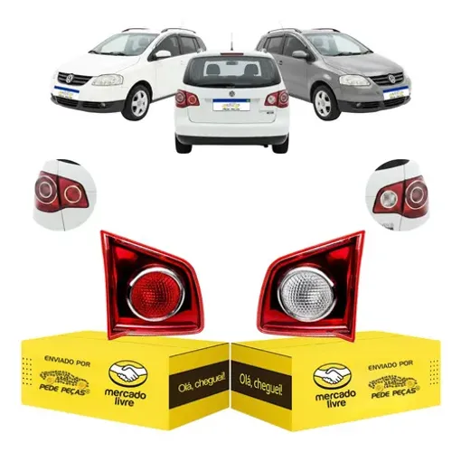 Par Lanterna Traseira Tampa Vw Spacefox 2006 A 2010 Vermelho Ambos Lados Vermelho/cristal