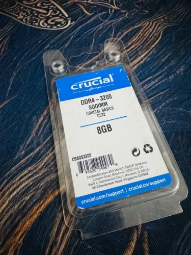 Memória Ram Para Notebook 8gb Ddr4 Cl22 Frequência 3200mhz Crucial CB8GS3200 ( LACRADO ).