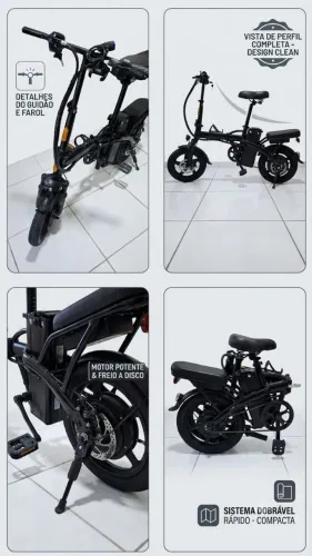 Bicicleta Elétrica Dobrável NUDA 400W 48V - Excelente Estado!