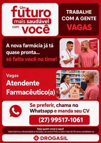 VAGA NA FARMÁCIA DROGASIL EM JARDIM CAMBURI