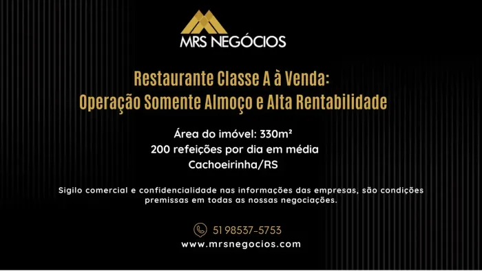 Restaurante Classe A à Venda: Operação Somente Almoço e Alta Rentabilidade