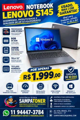 Notebook Lenovo s145 ryzen 7