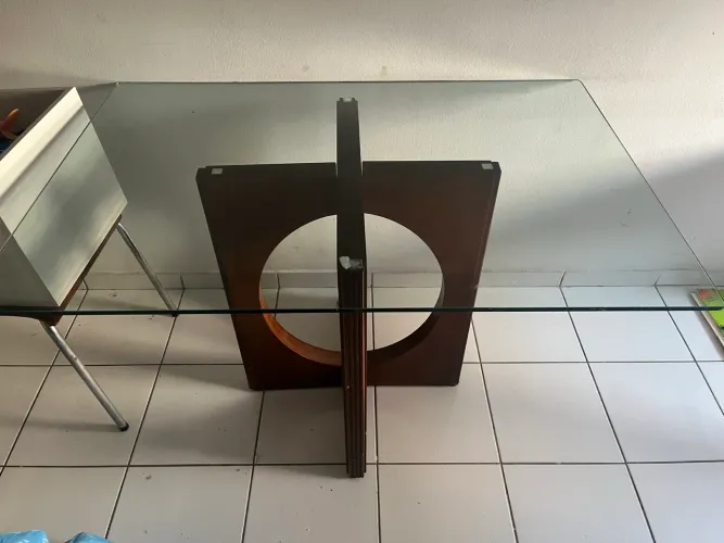 Mesa de vidro retangular