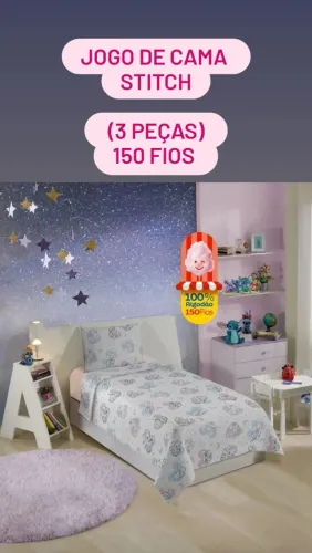 Jogo de cama Stitch (3 peças) 150 fios .