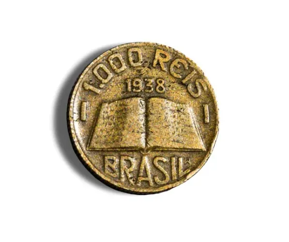 Moeda de 1000 Réis Brasileiros - MBC. Ano 1938. Veja descrição