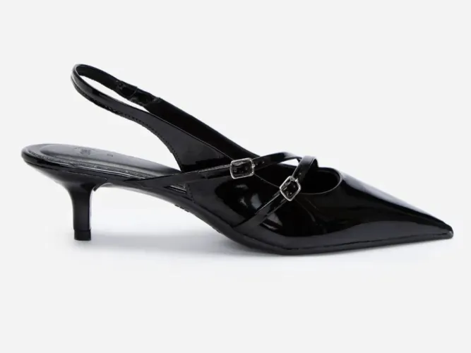 Sapato Scarpin Slingback Bico Fino Preto 36