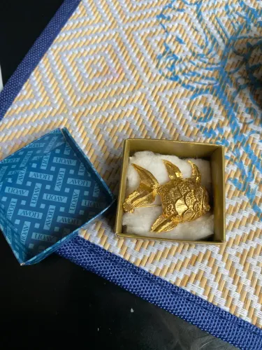 Broche vintage da coleção antiga da Avon dourado de peixe e com caixa original