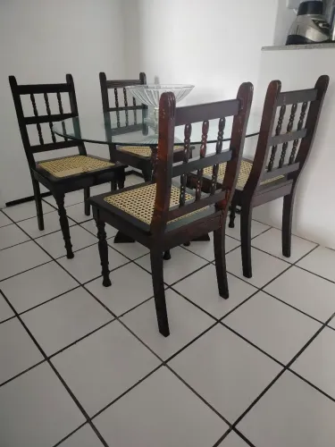 Mesa Retro 4 Cadeiras em Palhinha