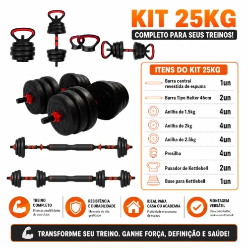 KIT DE MUSCULAÇÃO 25KG