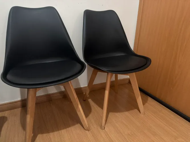 Kit 2 Cadeiras Eames Wood Design Madeira - Estofado Preto