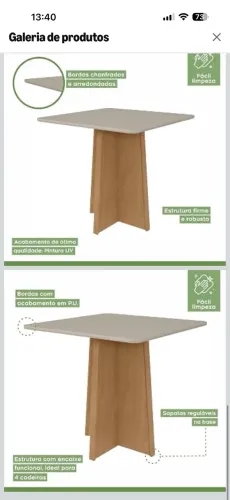 Mesa de Jantar Quadrada 4 Lugares 90x90 - Seminova (Comprada em Março)