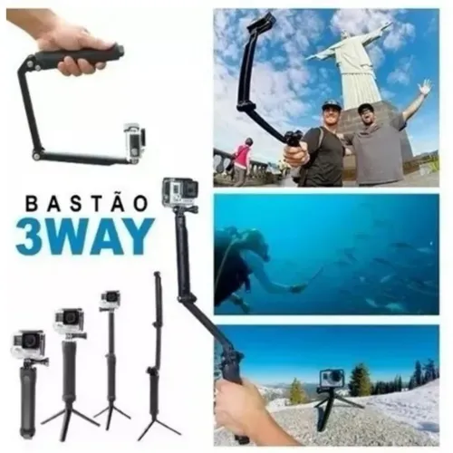 Bastão Monopod Retrátil Tripe 3 Way para GoPro