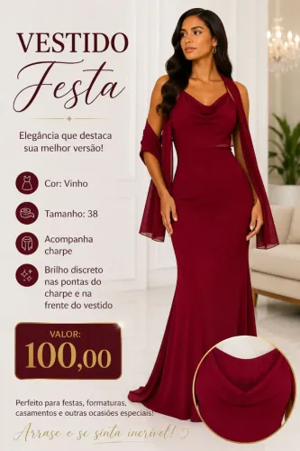 Vestido de festa, casamentos e eventos sociais $100,00