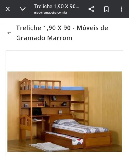 Treliche Garibaldi 1,90 x 80 - Madeira Maciça - Móveis de Gramado - Marrom