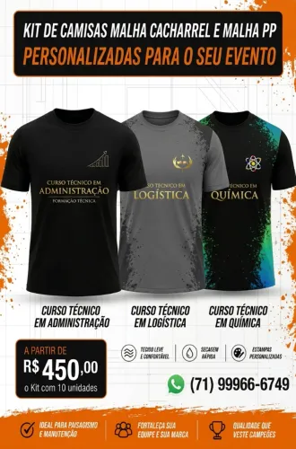 Camisas Personalizadas Para Cursos Técnicos e Formandos