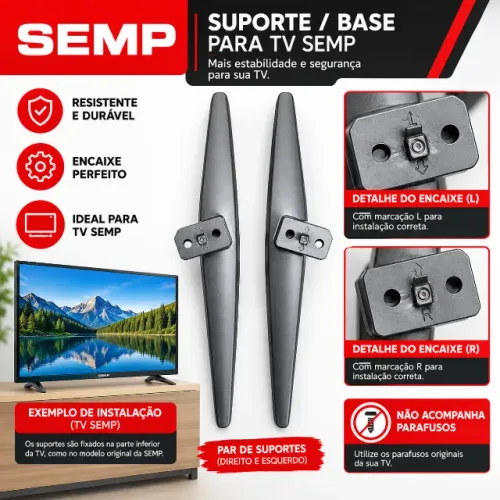 Suporte Base Pés para TV SEMP TCL 49 Sem Parafusos