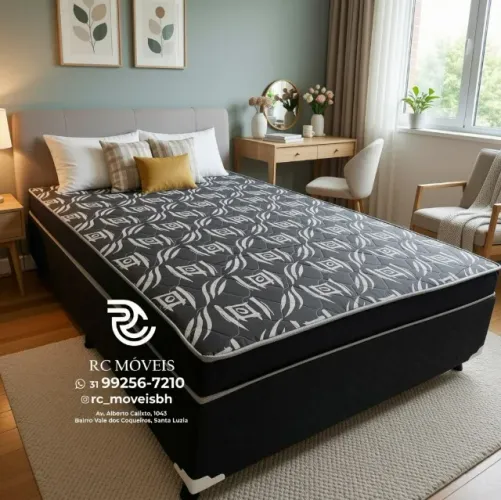 Cama Box Casal Acoplado D33 1,38x1,88 Floral Marrom Durável