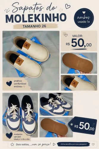 Sapatos do molekinho tamanho 26 semi novo 