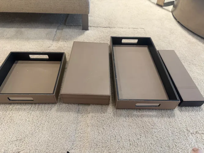 Kit Organizador Premium em Couro Sintético - Bandejas + Caixa - Estilo Luxo