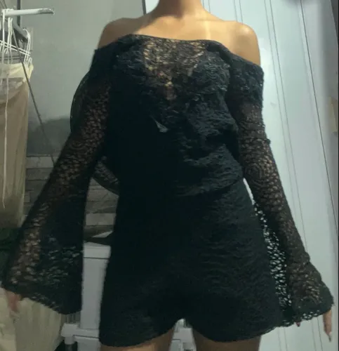 macacão preto crochê 