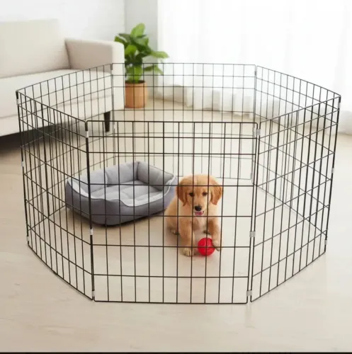 Cercado Canil Para Cães Cercadinho Medio Metal Pet 50 cm 6f Cor Preto