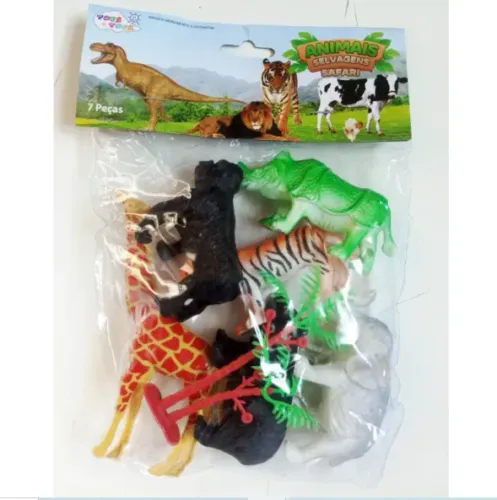 Kit Animais Selvagens Safari de Plástico Brinquedos Colecionáveis 7 Peças - Toys & Toys