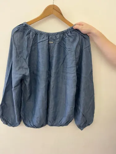 Blusa Jeans azul modelo ciganinha