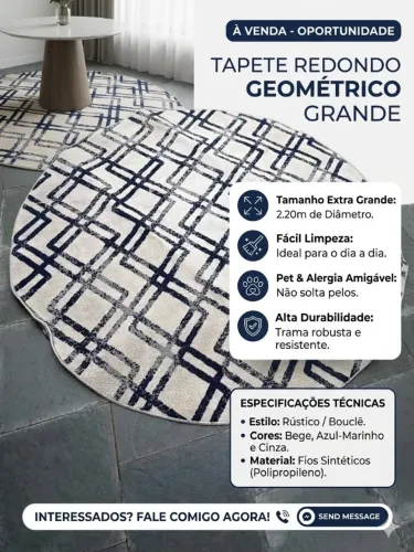 TAPETE REDONDO GEOMÉTRICO GRANDE 2,20M