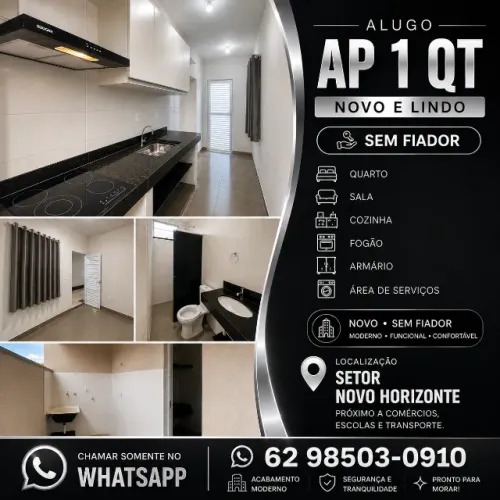 Alugo Ap 1qt NOVO WIFI GRATIS SEM FIADOR DIRETO DONO Novo Horizonte Goiania sudoeste rua