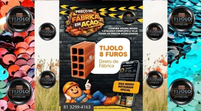 tijolo 8 furos pedidos no varejo e atacado