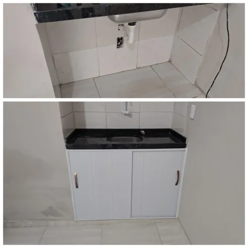 Fechamento de pias e bancada em PVC alumínio 