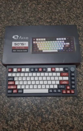 Teclado mecânico gamer AKKO 5075b plus v2 - Tri mode, switch Akko Cream Blue V3 Pro