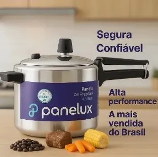 Panela De Pressão 4,5 Litros Alumínio Polido Panelux Classic Cor Cinza