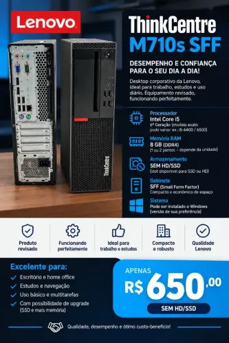 Pc Lenovo core i5 6gen 8 ram ddr4